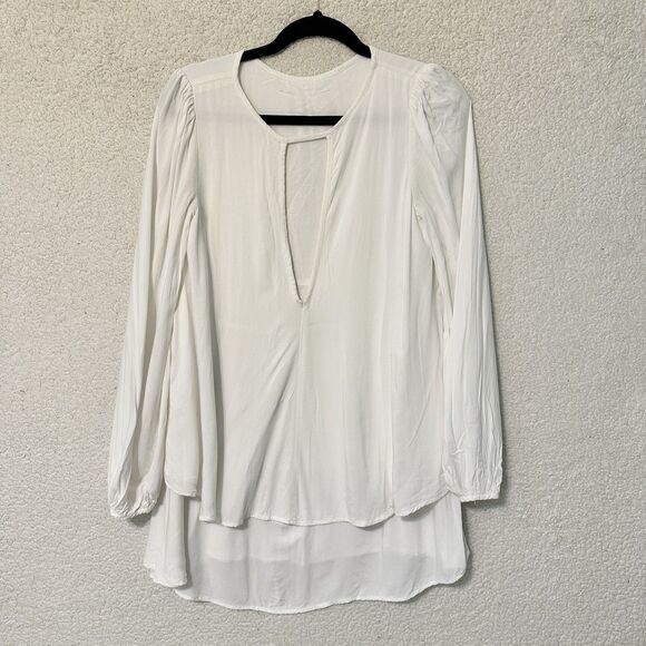 Free People Layered Tunic Dress S Cream Beck‎ Plunging Cutout Keyhole Minimal - Picture 5 of 13